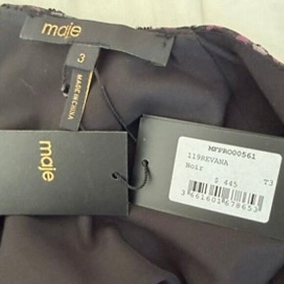 MAJE Paris Revana Velvet Burnout Maxi Dress Black Blue Purple NWT Size 3/US 8 - Picture 5 of 10